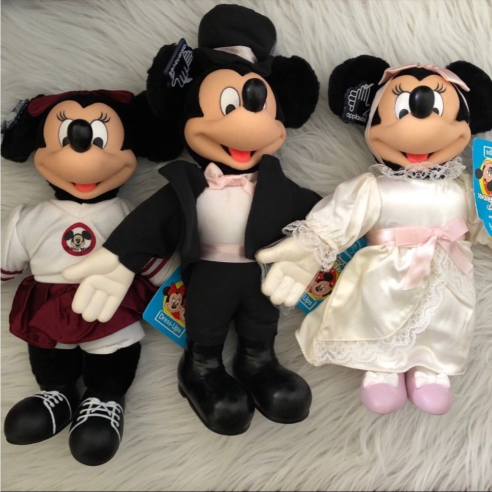 Vintage Disney Mickey and Minnie Mouse Applause Plush Set